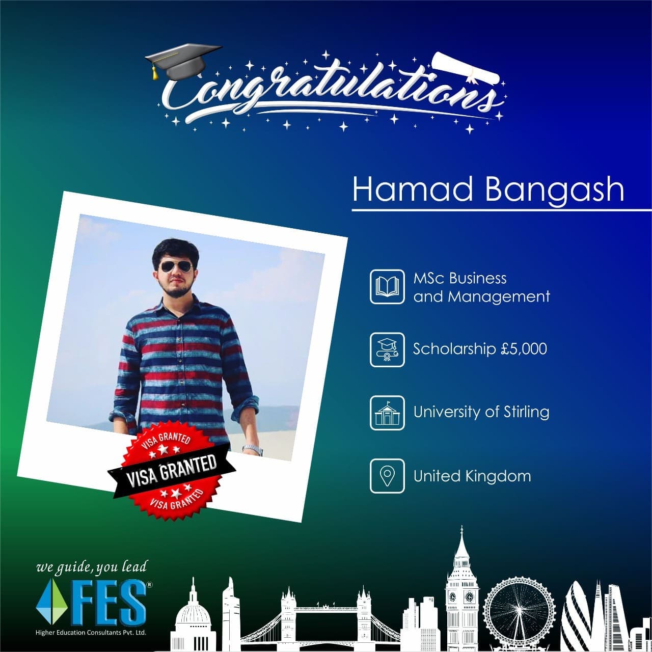 Visa success: Hamad Bangash — MSc Business and Management, University of Stirling, United Kingdom.