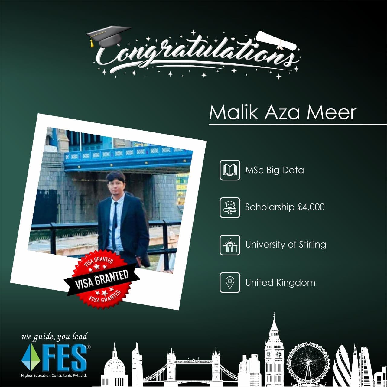 Visa success: Malik Azad Meer — MSc Big Data, University of Stirling, United Kingdom.