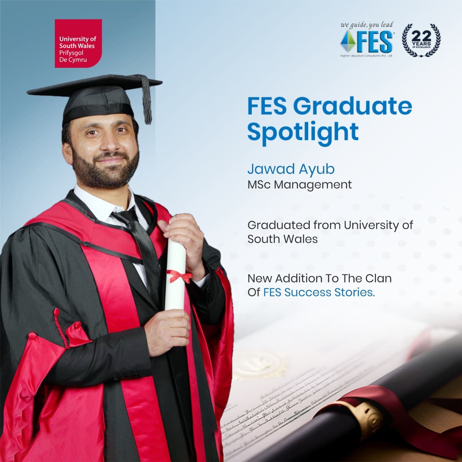 Graduation: Jawad Ayub - MSc Management, University of South Wales, United Kingdom.